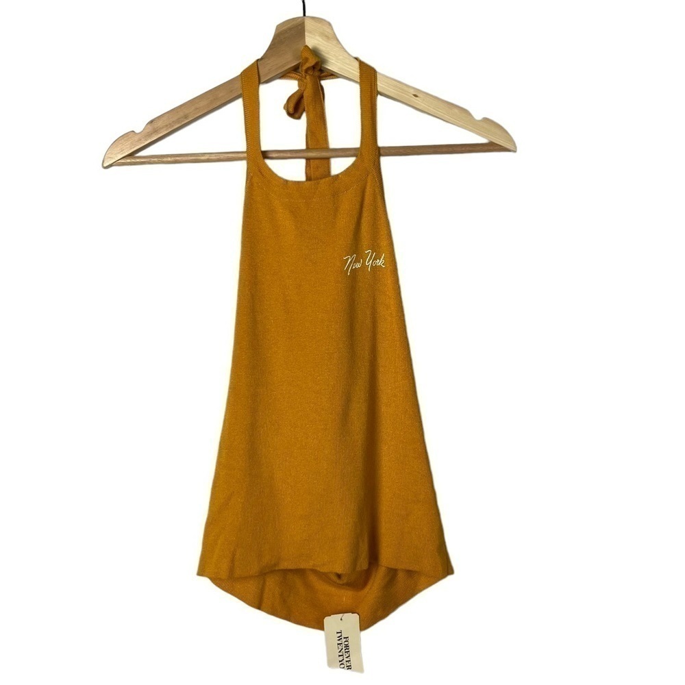 Forever 21 Golden Yellow‎ Halter New York Tank Top L